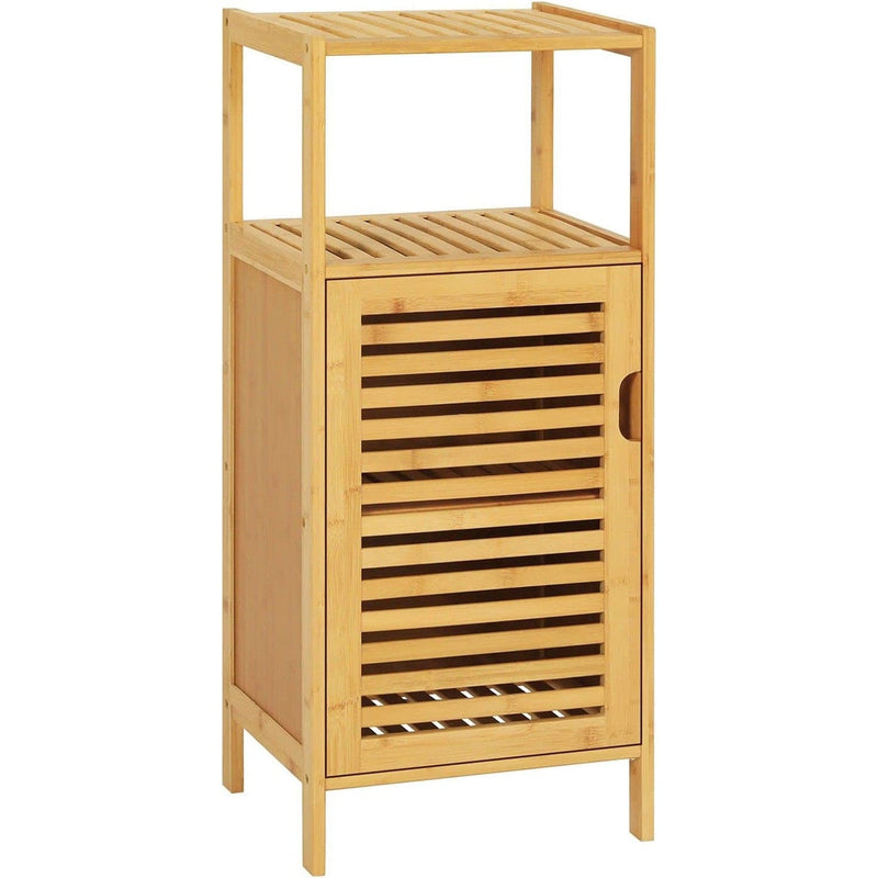 DE.SIKAIC Lagerregal Bambus / Bambus / Minimalistisch PRE-SALE Beistellschrank Bambus, 36,5 x 33 x 87 cm, Kleiner Seitenschrank mit 2 offenen Ablagen