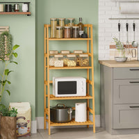 DE.SIKAIC Lagerregal Bambus / Natur Bambus / Minimalistisch Badezimmerregal, 48 x 32 x 110cm, Bücherregal, Schuhregal, Pflanzenregal, Balkonregal, Blumenregal, Multifunktionales Bambus Regal für Kleine Raum