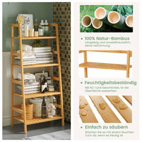 DE.SIKAIC Lagerregal Bambus / Natur Bambus / Minimalistisch Badezimmerregal, 48 x 32 x 110cm, Bücherregal, Schuhregal, Pflanzenregal, Balkonregal, Blumenregal, Multifunktionales Bambus Regal für Kleine Raum