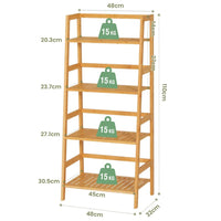 DE.SIKAIC Lagerregal Bambus / Natur Bambus / Minimalistisch Badezimmerregal, 48 x 32 x 110cm, Bücherregal, Schuhregal, Pflanzenregal, Balkonregal, Blumenregal, Multifunktionales Bambus Regal für Kleine Raum