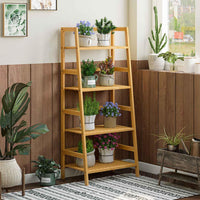 DE.SIKAIC Lagerregal Bambus / Natur Bambus / Minimalistisch Badezimmerregal, 48 x 32 x 110cm, Bücherregal, Schuhregal, Pflanzenregal, Balkonregal, Blumenregal, Multifunktionales Bambus Regal für Kleine Raum