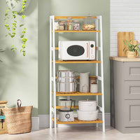 DE.SIKAIC Lagerregal Bambus / Natur Bambus / Modern Multifunktionales Bambus Badezimmerregal, 48 x 32 x 110cm, Bücherregal, Schuhregal, Balkonregal, Weiß