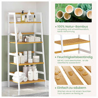 DE.SIKAIC Lagerregal Bambus / Natur Bambus / Modern Multifunktionales Bambus Badezimmerregal, 48 x 32 x 110cm, Bücherregal, Schuhregal, Balkonregal, Weiß