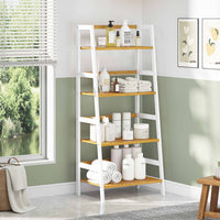 DE.SIKAIC Lagerregal Bambus / Natur Bambus / Modern Multifunktionales Bambus Badezimmerregal, 48 x 32 x 110cm, Bücherregal, Schuhregal, Balkonregal, Weiß