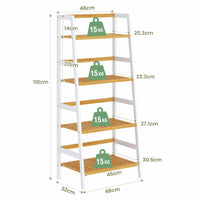 DE.SIKAIC Lagerregal Bambus / Natur Bambus / Modern Multifunktionales Bambus Badezimmerregal, 48 x 32 x 110cm, Bücherregal, Schuhregal, Balkonregal, Weiß