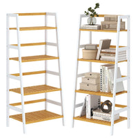 DE.SIKAIC Lagerregal Bambus / Natur Bambus / Modern Multifunktionales Bambus Badezimmerregal, 48 x 32 x 110cm, Bücherregal, Schuhregal, Balkonregal, Weiß