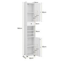 DE.SIKAIC Lagerschrank Badezimmerschrank mit freistehendem Toilettenrollenhalter und verstellbaren Ablagen Weiß