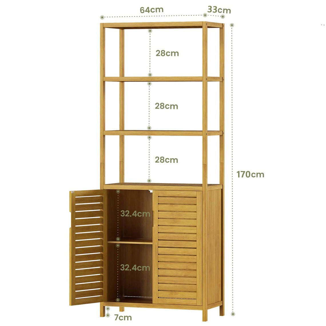 aufbewahrung schrank hoch Sikaic Bambus Badezimmerschrank – Ideal für kleine Räume