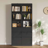 DE.SIKAIC Lagerschrank Schwarz / Holzwerkstoff / Modern Badezimmerschrank Hochschrank 180x40x30cm mit 3 Schubladen Standregal mit verstellbaren Regalen Schwarz