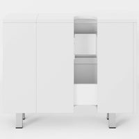 DE.SIKAIC Lagerschrank Weiß / Holzwerkstoff / Modern Badezimmerschrank mit 2 großen Schubladen, Verstellbare Ablage, 80 x 30 x 66cm, Weiß