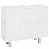 DE.SIKAIC Lagerschrank Weiß / Holzwerkstoff / Modern Badezimmerschrank mit 2 großen Schubladen, Verstellbare Ablage, 80 x 30 x 66cm, Weiß