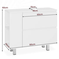 DE.SIKAIC Lagerschrank Weiß / Holzwerkstoff / Modern Badezimmerschrank mit 2 großen Schubladen, Verstellbare Ablage, 80 x 30 x 66cm, Weiß