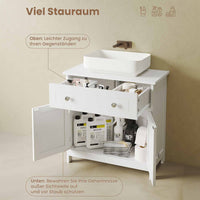 DE.SIKAIC Lagerschrank Weiß / Holzwerkstoff / Modern Badezimmerschrank mit 2 Türen, 60 x 30 x 60 cm, Weiß