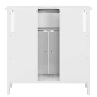 DE.SIKAIC Lagerschrank Weiß / Holzwerkstoff / Modern Badezimmerschrank mit 2 Türen, 60 x 30 x 60 cm, Weiß