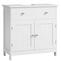 DE.SIKAIC Lagerschrank Weiß / Holzwerkstoff / Modern Badezimmerschrank mit 2 Türen, 60 x 30 x 60 cm, Weiß