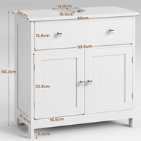 DE.SIKAIC Lagerschrank Weiß / Holzwerkstoff / Modern Badezimmerschrank mit 2 Türen, 60 x 30 x 60 cm, Weiß