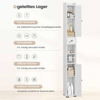 DE.SIKAIC Lagerschrank Weiß / Holzwerkstoff / Modern Badezimmerschrank mit freistehendem Toilettenrollenhalter und verstellbaren Ablagen Weiß