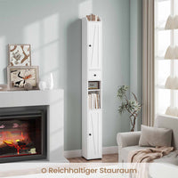 DE.SIKAIC Lagerschrank Weiß / Holzwerkstoff / Modern Badezimmerschrank mit freistehendem Toilettenrollenhalter und verstellbaren Ablagen Weiß