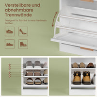 DE.SIKAIC Lagerschrank Weiß / Schuhschränke / metall Schuhschrank schmal 30x100x104 cm – für 15 Paar