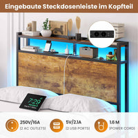 DE.SIKAIC Metallbett im modernen Stil mit LED-Beleuchtung, Braun