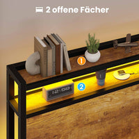 DE.SIKAIC Metallbett im modernen Stil mit LED-Beleuchtung, Braun