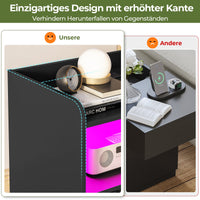DE.SIKAIC Nachttische Schwarz / Holzwerkstoff / Modern Nachttisch 2er-Set mit Ladefunktion und LED-Licht, Schwarz
