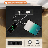 DE.SIKAIC Nachttische Schwarz / Holzwerkstoff / Modern Nachttisch mit LED-Beleuchtung und Ladestation (1, Schwarz)