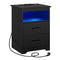 DE.SIKAIC Nachttische Schwarz / Holzwerkstoff / Modern Nachttisch mit LED-Beleuchtung und Ladestation (1, Schwarz)