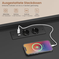DE.SIKAIC Nachttische Schwarz / Modern / Holz Moderner LED-Nachttisch mit Steckdose und 3 Schubladen, Schwarz