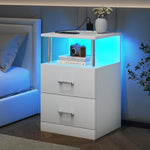 DE.SIKAIC Nachttische Weiß / Holzspanplatte / Modern Nachttisch mit Ladestation und LED-Leuchten moderner Beistelltisch für Schlafzimmer weiß