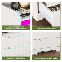 DE.SIKAIC Nachttische Weiß / Holzwerkstoff / Modern Nachttisch 2er-Set mit Ladefunktion und LED-Licht, Weiß