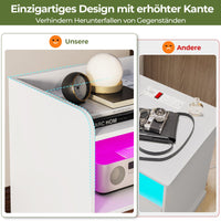 DE.SIKAIC Nachttische Weiß / Holzwerkstoff / Modern Nachttisch 2er-Set mit Ladefunktion und LED-Licht, Weiß