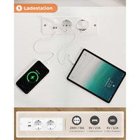 DE.SIKAIC Nachttische Weiß / Holzwerkstoff / Modern Nachttisch mit 2 LED Streifen Ladefunktion Weiß