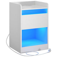 DE.SIKAIC Nachttische Weiß / Holzwerkstoff / Modern Nachttisch mit 2 LED Streifen Ladefunktion Weiß