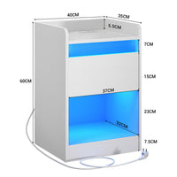 DE.SIKAIC Nachttische Weiß / Holzwerkstoff / Modern Nachttisch mit 2 LED Streifen Ladefunktion Weiß