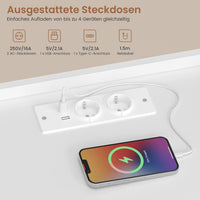DE.SIKAIC Nachttische Weiß / Modern / Holz Moderner LED-Nachttisch mit Steckdose und 3 Schubladen, Weiß