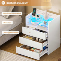 DE.SIKAIC Nachttische Weiß / Modern / Holz Nachttisch im modernen Stil mit Steckdose, Weiß