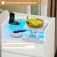 DE.SIKAIC Nachttische Weiß / Modern / Holz Nachttisch im modernen Stil mit Steckdose, Weiß