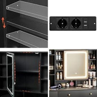 DE.SIKAIC Schminktische Schwarz / Modern Schminktisch mit Spiegel und Beleuchtung in 3 Farben Ladestation sichtbaren Schubladen Schwarze