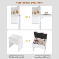 DE.SIKAIC Schminktische ‎Weiß / Holz / Modern Schminktisch mit Beleuchtung, 3 Farben, Einstellbare Helligkeit, Weiß