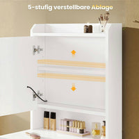 DE.SIKAIC Schminktische ‎Weiß / Holz / Modern Schminktisch mit Beleuchtung, 3 Farben, Einstellbare Helligkeit, Weiß