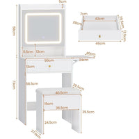 DE.SIKAIC Schminktische ‎Weiß / Holz / Modern Schminktisch mit Beleuchtung, 3 Farben, Einstellbare Helligkeit, Weiß