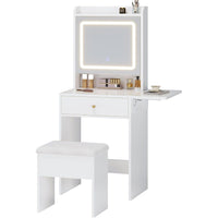 DE.SIKAIC Schminktische ‎Weiß / Holz / Modern Schminktisch mit Beleuchtung, 3 Farben, Einstellbare Helligkeit, Weiß