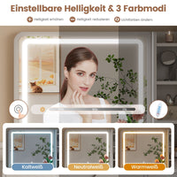 DE.SIKAIC Schminktische ‎Weiß / Holzwerkstoff / Modern Schminktisch mit Beleuchtung und Spiegel mit Einstellbarer Helligkeit Weiß