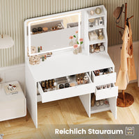 DE.SIKAIC Schminktische ‎Weiß / Holzwerkstoff / Modern Schminktisch mit Beleuchtung und Spiegel mit Einstellbarer Helligkeit Weiß