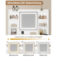 DE.SIKAIC Schminktische Weiß / Holzwerkstoff / Modern Schminktisch mit Spiegel Beleuchtung in 3 Farben und Steckdosen 5 Schubladen Weiß