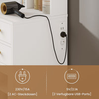 DE.SIKAIC Schminktische Weiß / Holzwerkstoff / Modern Schminktisch mit Spiegel Beleuchtung in 3 Farben und Steckdosen 5 Schubladen Weiß