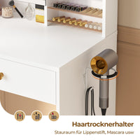 DE.SIKAIC Schminktische Weiß / Modern / Holzwerkstoff Schminktisch mit LED-Beleuchtung in 3 Farbe und einstellbare Helligkeit 2 Schubladen Weiß