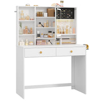 DE.SIKAIC Schminktische Weiß / Modern / Holzwerkstoff Schminktisch mit LED-Beleuchtung in 3 Farbe und einstellbare Helligkeit 2 Schubladen Weiß