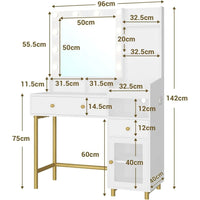 DE.SIKAIC Schminktische Weiß / Modern / Metall Schminktisch mit Spiegel und Beleuchtung Ladestation, Schminkkommode mit Beleuchtung in 3 Farben, Weiß